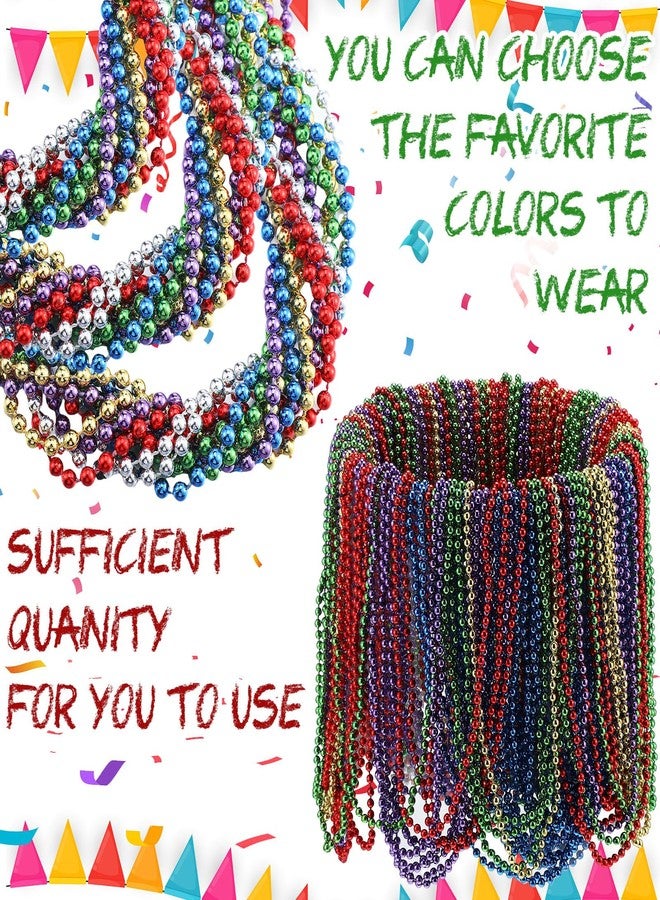 Kigeli 300 Pcs Mardi Gras Beads Necklace Bulk Red Green Bead Stuff Mardi Gras Necklace Bulk Festival Parade Throw Accessories for Party Favors Decorations (Multicolor) - Image 5